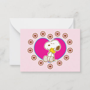 Peanuts Snoopy & Woodstock Floral Heart Hug Card