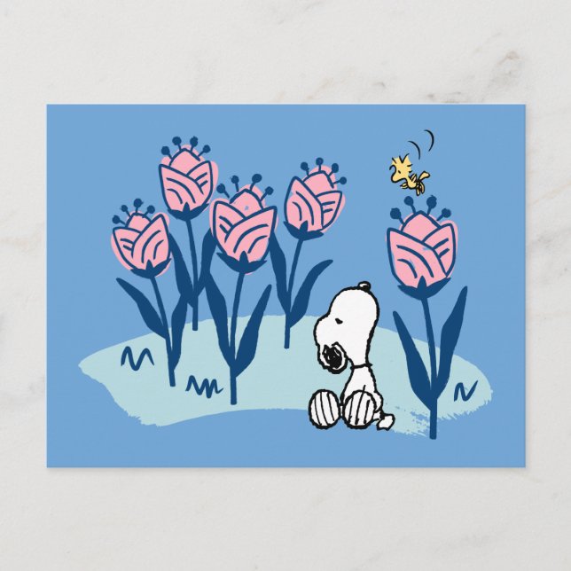 Peanuts | Snoopy & Woodstock Flower Garden Postcard (Front)