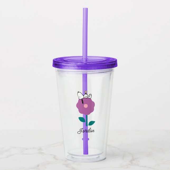 Peanuts | Snoopy & Woodstock Flower Whistle Acrylic Tumbler (Front)