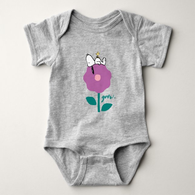Peanuts | Snoopy & Woodstock Flower Whistle Baby Bodysuit (Front)