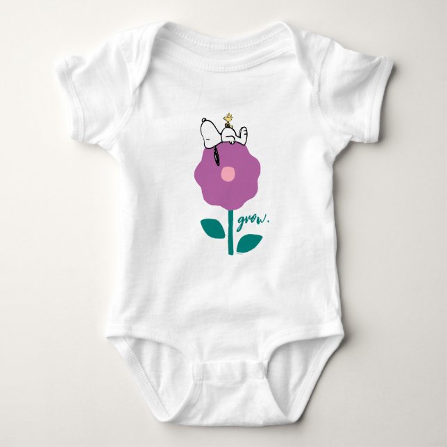 Peanuts | Snoopy & Woodstock Flower Whistle Baby Bodysuit (Front)