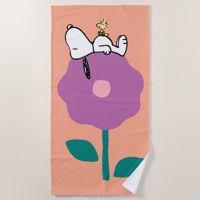 Peanuts | Snoopy & Woodstock Flower Whistle Beach Towel (Front)