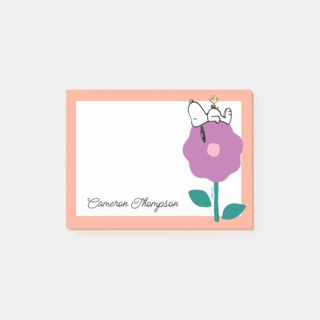 Peanuts | Snoopy & Woodstock Flower Whistle Post-it Notes (Front)