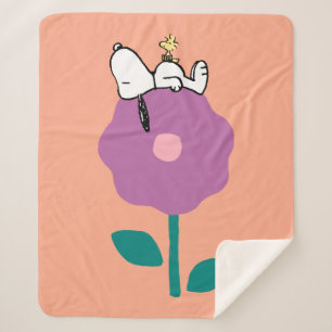 Peanuts   Snoopy & Woodstock Flower Whistle Sherpa Blanket