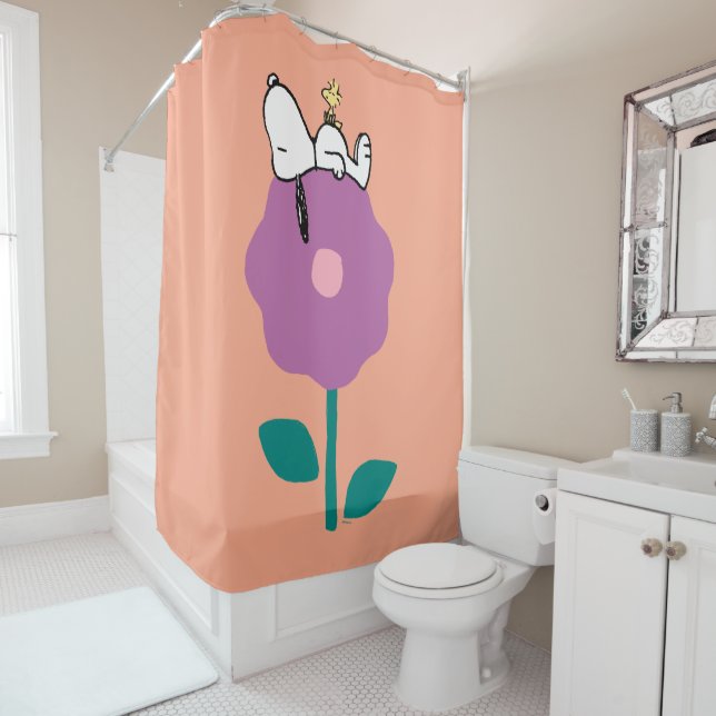 Peanuts | Snoopy & Woodstock Flower Whistle Shower Curtain (In Situ)
