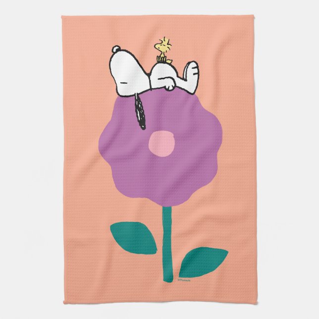 Peanuts | Snoopy & Woodstock Flower Whistle Tea Towel (Vertical)