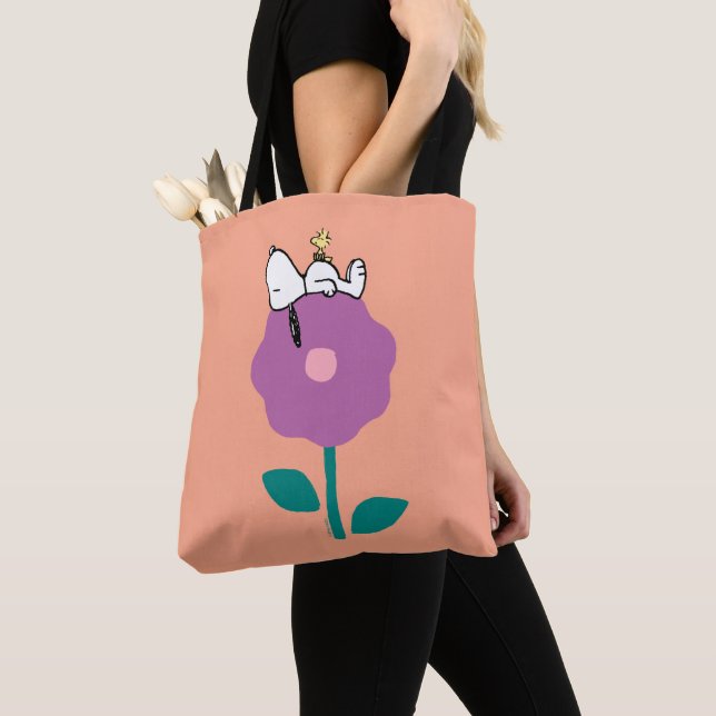 Peanuts | Snoopy & Woodstock Flower Whistle Tote Bag (Close Up)