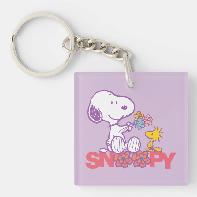 Peanuts | Snoopy & Woodstock Flowers Key Ring (Front)