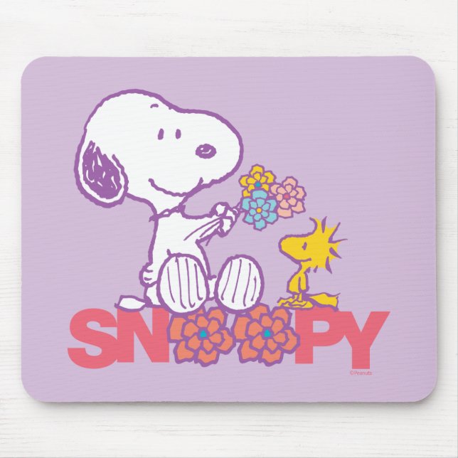 Peanuts | Snoopy & Woodstock Flowers Mouse Pad (Front)