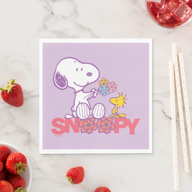 Peanuts | Snoopy & Woodstock Flowers Napkin (Insitu)