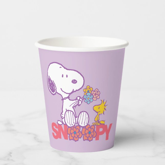 Peanuts | Snoopy & Woodstock Flowers Paper Cups (Front)