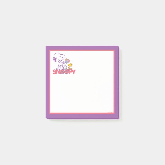 Peanuts | Snoopy & Woodstock Flowers Post-it Notes (Front)