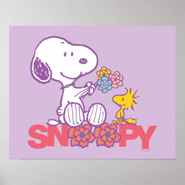 Peanuts | Snoopy & Woodstock Flowers Poster (Front)