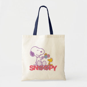 Peanuts   Snoopy & Woodstock Flowers Tote Bag