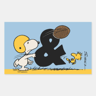 Peanuts   Snoopy & Woodstock Football Rectangular Sticker