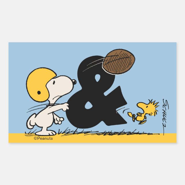 Peanuts | Snoopy & Woodstock Football Rectangular Sticker (Front)