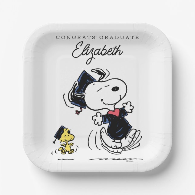 Peanuts | Snoopy & Woodstock Graduation Paper Plate (Front)