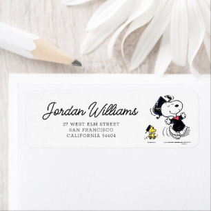 Peanuts   Snoopy & Woodstock Graduation Return Address Label
