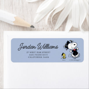 Peanuts   Snoopy & Woodstock Graduation Return Address Label
