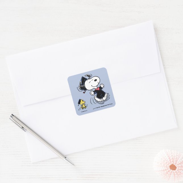 Peanuts | Snoopy & Woodstock Graduation Square Sticker (Envelope)
