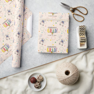 Peanuts Snoopy Woodstock Graduation Wrapping Paper