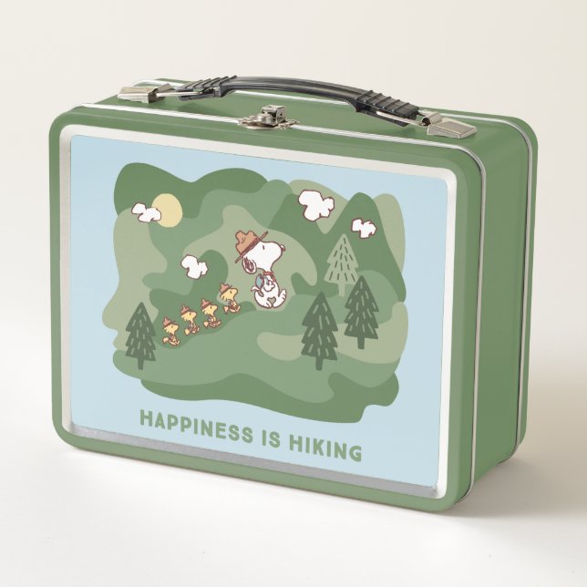 Peanuts | Snoopy & Woodstock Happiness is Hiking Metal Lunch Box (Front)