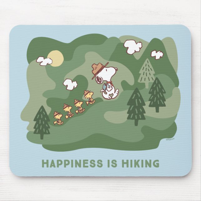 Peanuts | Snoopy & Woodstock Happiness is Hiking Mouse Pad (Front)