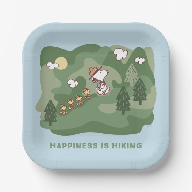 Peanuts | Snoopy & Woodstock Happiness is Hiking Paper Plate (Front)