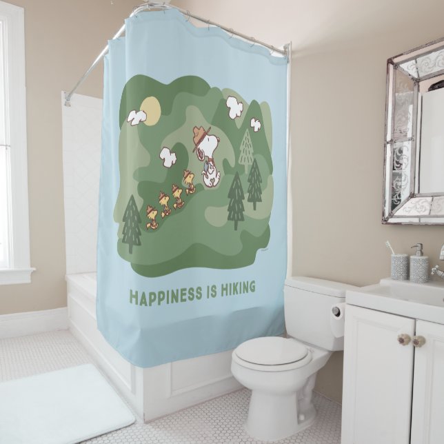 Peanuts | Snoopy & Woodstock Happiness is Hiking Shower Curtain (In Situ)