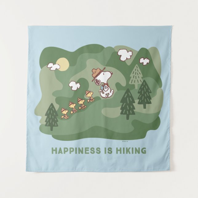 Peanuts | Snoopy & Woodstock Happiness is Hiking Tapestry (Front)