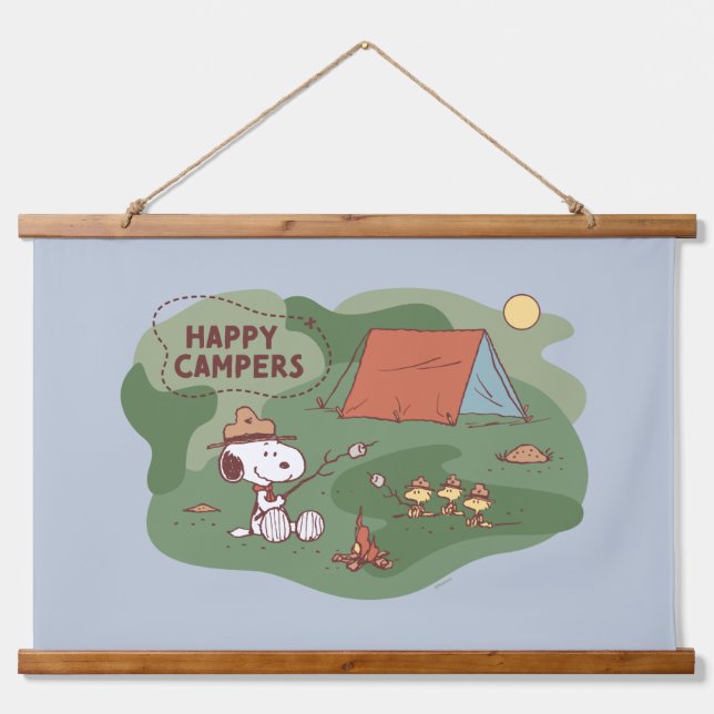 Peanuts | Snoopy & Woodstock Happy Campers 2 Hanging Tapestry (Front)
