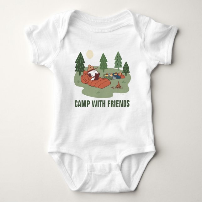 Peanuts | Snoopy & Woodstock Happy Campers Baby Bodysuit (Front)