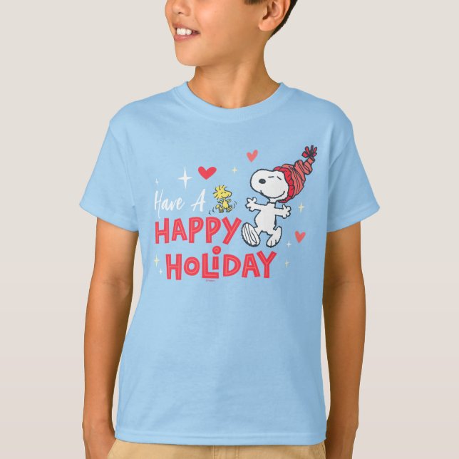 Peanuts | Snoopy & Woodstock Happy Holidays T-Shirt (Front)