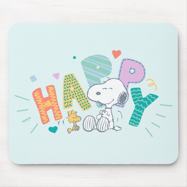 Peanuts | Snoopy & Woodstock Happy Mouse Pad (Front)