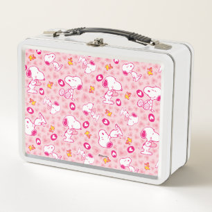 Peanuts   Snoopy & Woodstock Heart Pattern Metal Lunch Box
