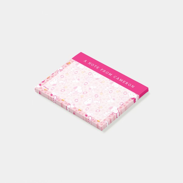 Peanuts | Snoopy & Woodstock Heart Pattern Post-it Notes (Angled)