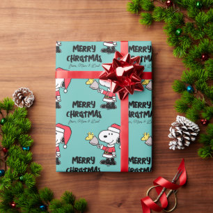Peanuts   Snoopy & Woodstock Ho Ho   Add Your Name Wrapping Paper