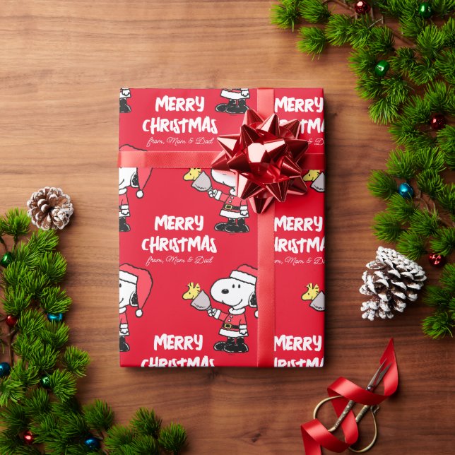 Peanuts | Snoopy & Woodstock Ho Ho | Add Your Name Wrapping Paper (Holiday Gift)