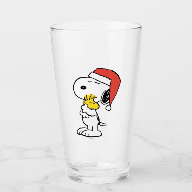 Peanuts | Snoopy & Woodstock Holiday Hugs Glass (Front)