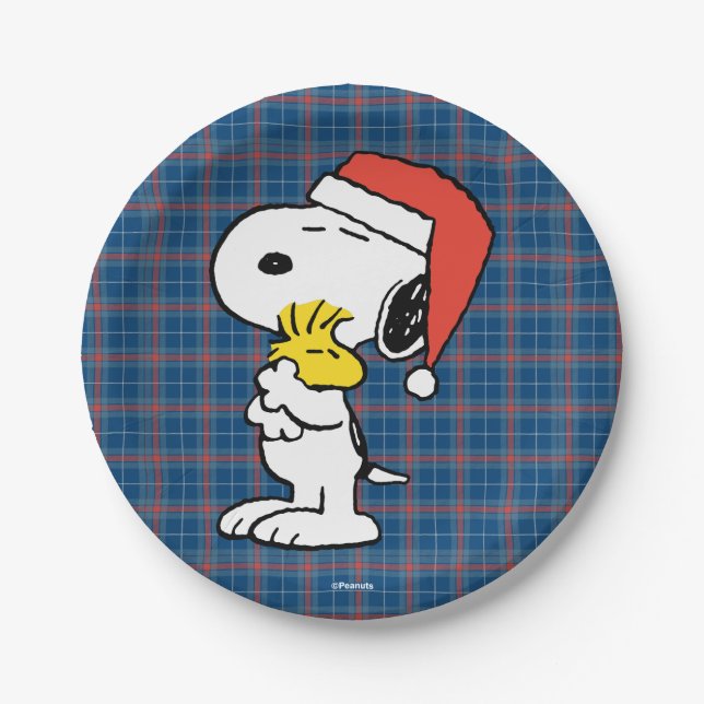 Peanuts | Snoopy & Woodstock Holiday Hugs Paper Plate (Front)