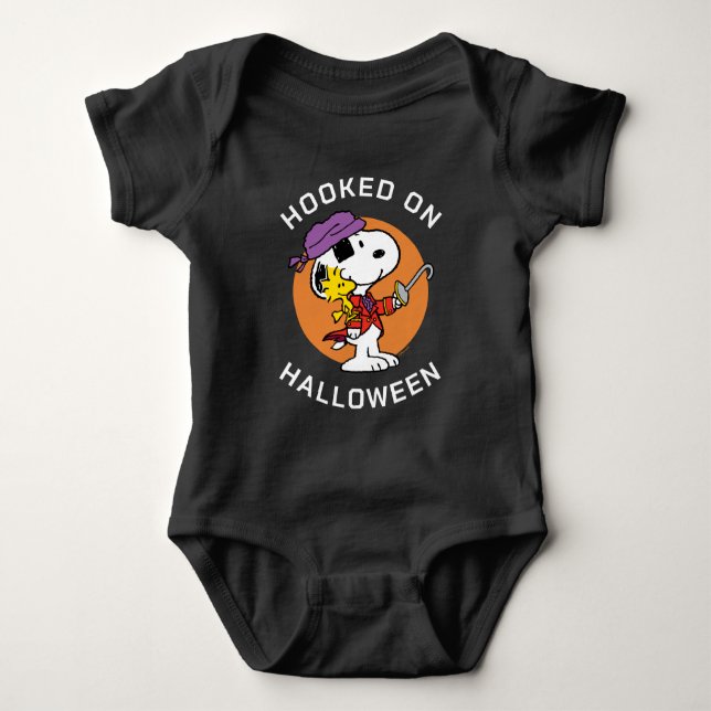 Peanuts | Snoopy & Woodstock Hooked on Halloween Baby Bodysuit (Front)