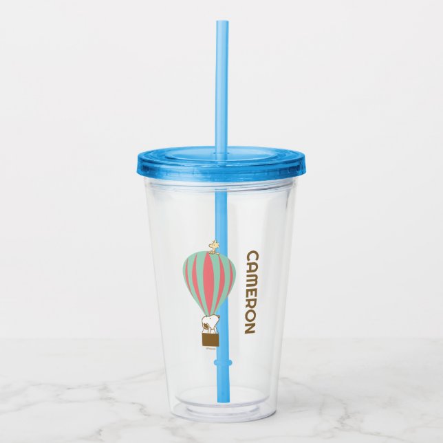 Peanuts | Snoopy & Woodstock Hot Air Balloon Acrylic Tumbler (Front)