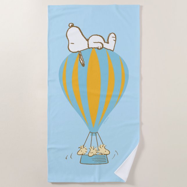 Peanuts | Snoopy & Woodstock Hot Air Balloon Beach Towel (Front)