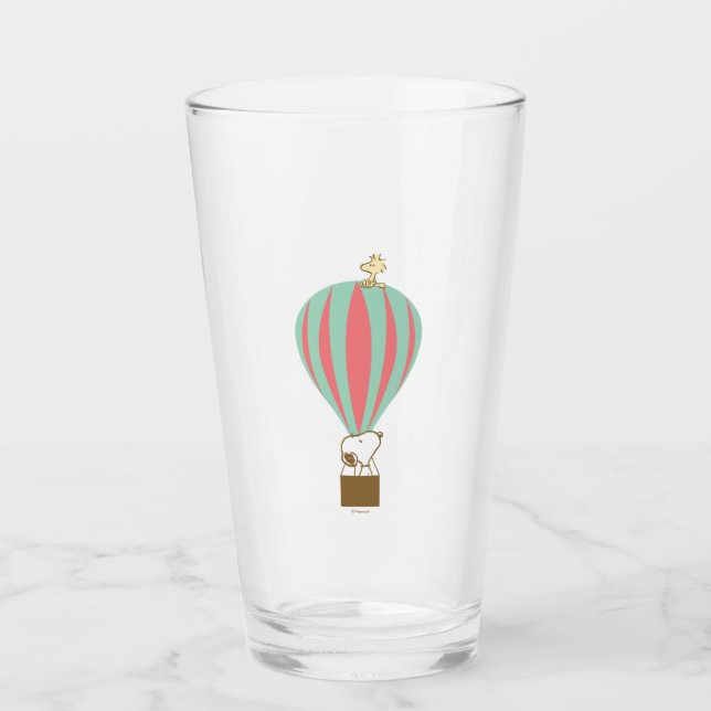 Peanuts | Snoopy & Woodstock Hot Air Balloon Glass (Front)