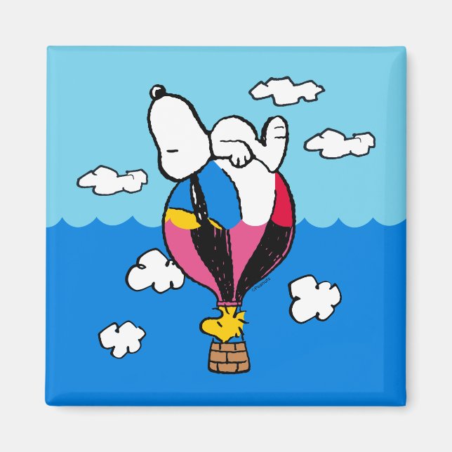 Peanuts | Snoopy & Woodstock Hot Air Balloon Magnet (Front)