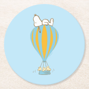 Peanuts   Snoopy & Woodstock Hot Air Balloon Round Paper Coaster
