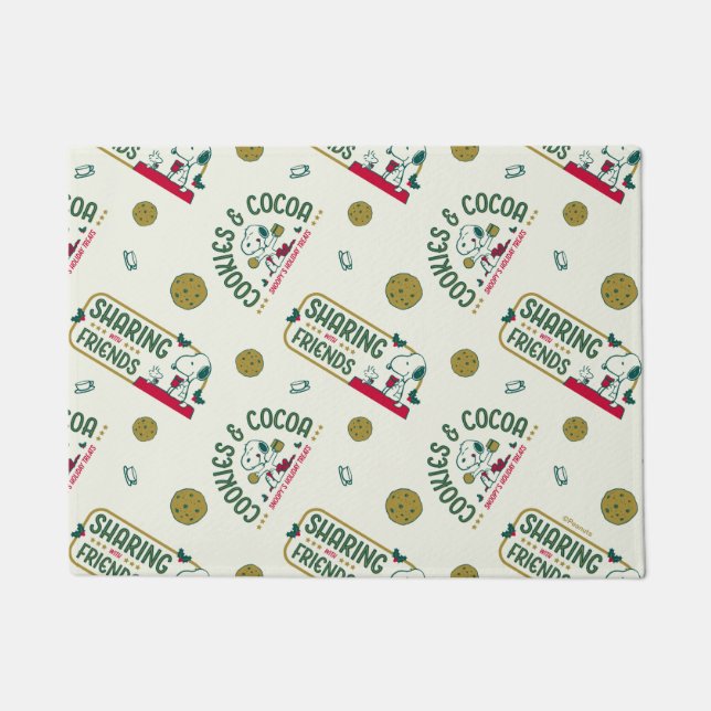 Peanuts | Snoopy & Woodstock Hot Cocoa Pattern Doormat (Front)