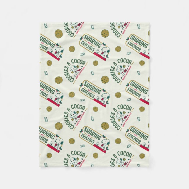 Peanuts | Snoopy & Woodstock Hot Cocoa Pattern Fleece Blanket (Front)