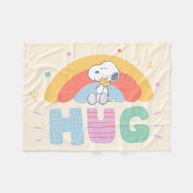 Peanuts | Snoopy & Woodstock Hug Fleece Blanket (Front (Horizontal))