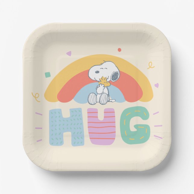 Peanuts | Snoopy & Woodstock Hug Paper Plate (Front)